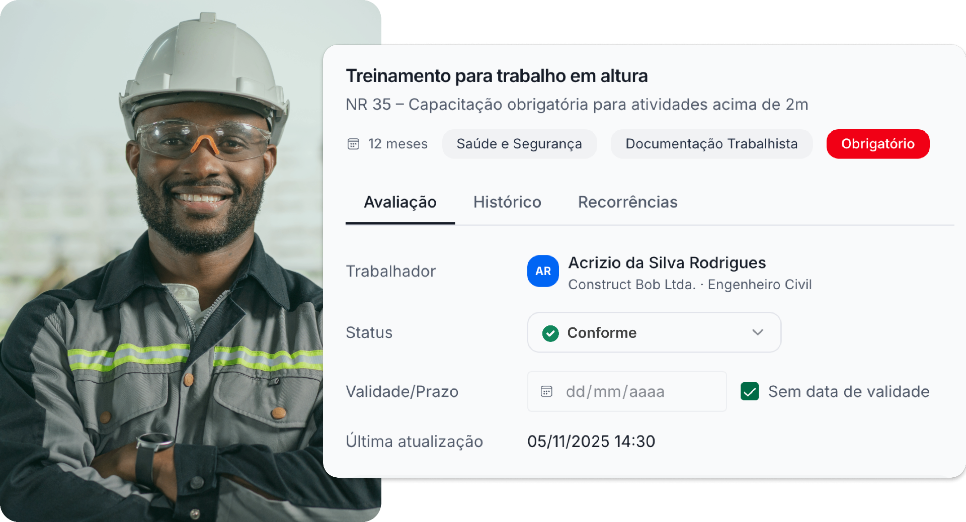Tela do sistema Gestão de Trabalhadores